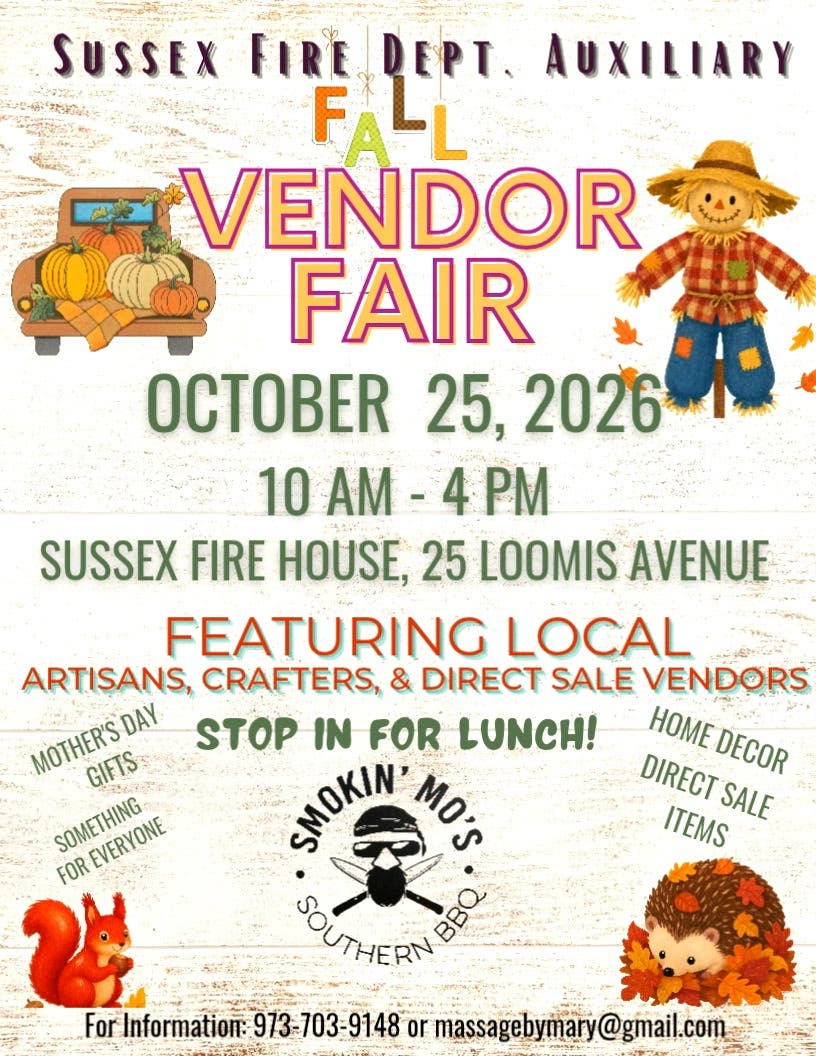 Sussex Fire Dept. Auxiliary Fall Vendor Fair 2026
