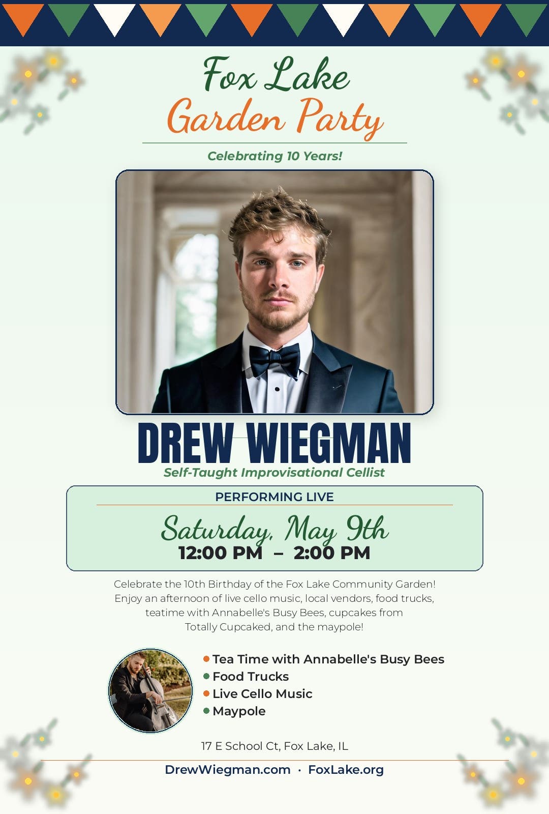 Fox Lake Garden Party Featuring Live Cello by Drew Wiegman