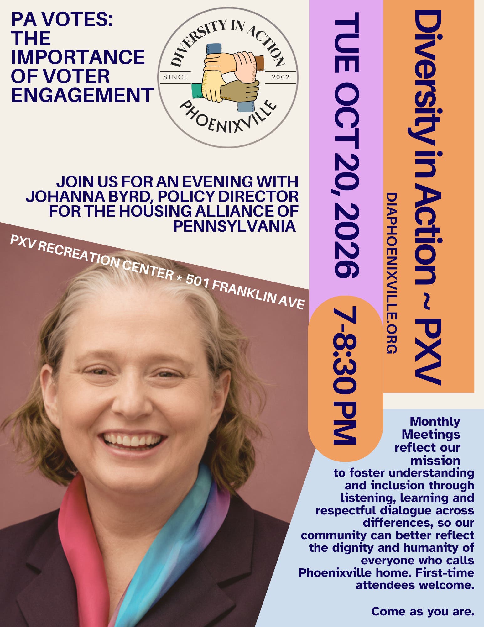 DIA~Pville General Meeting with Johanna Byrd from Housing Alliance of PA