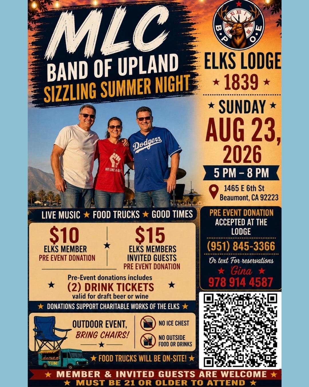 Banning-Beaumont Elks Lodge #1839  Findraiser Featuring MLC Band of Upland