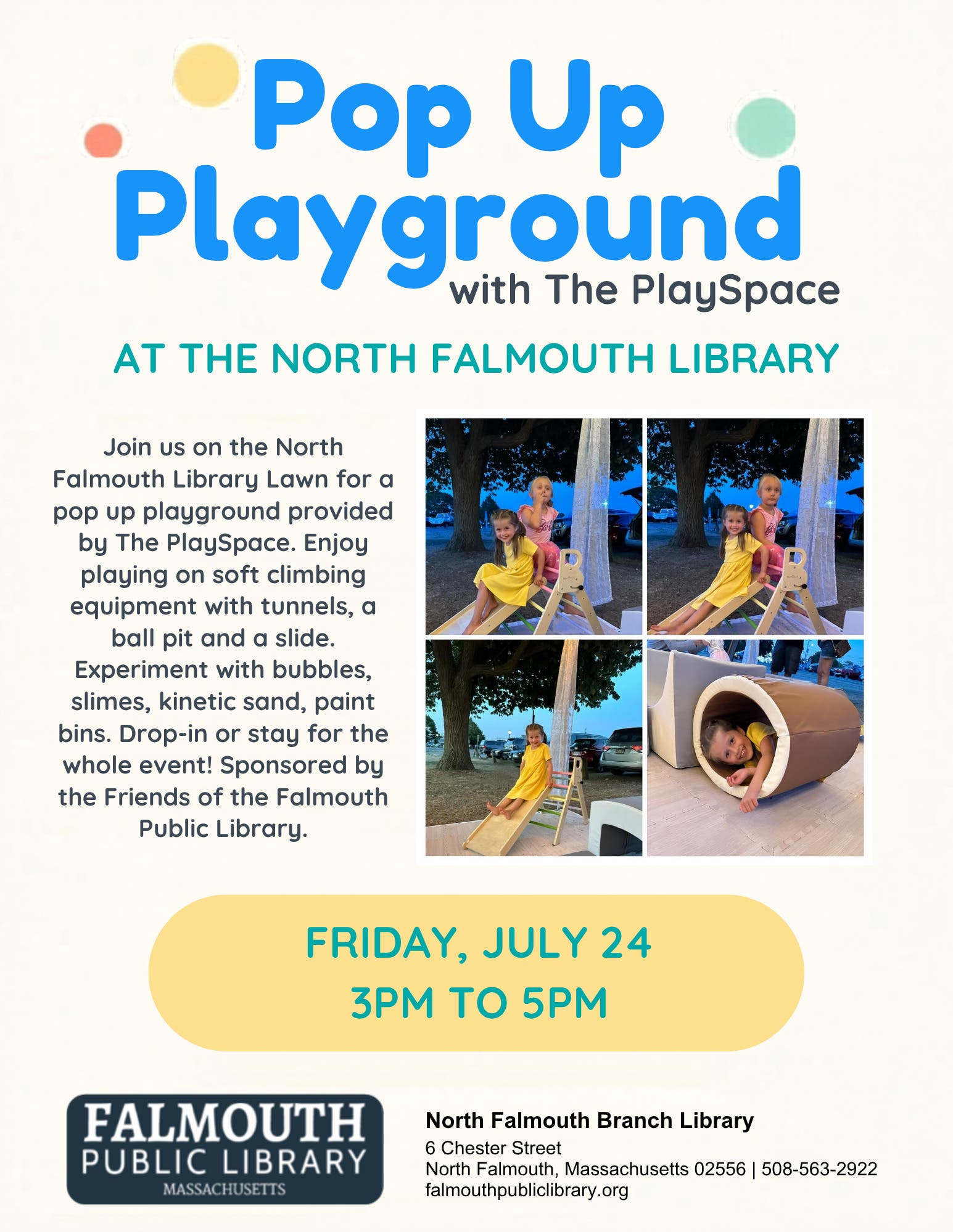 Pop Up Playground with The PlaySpace at the North Falmouth Library