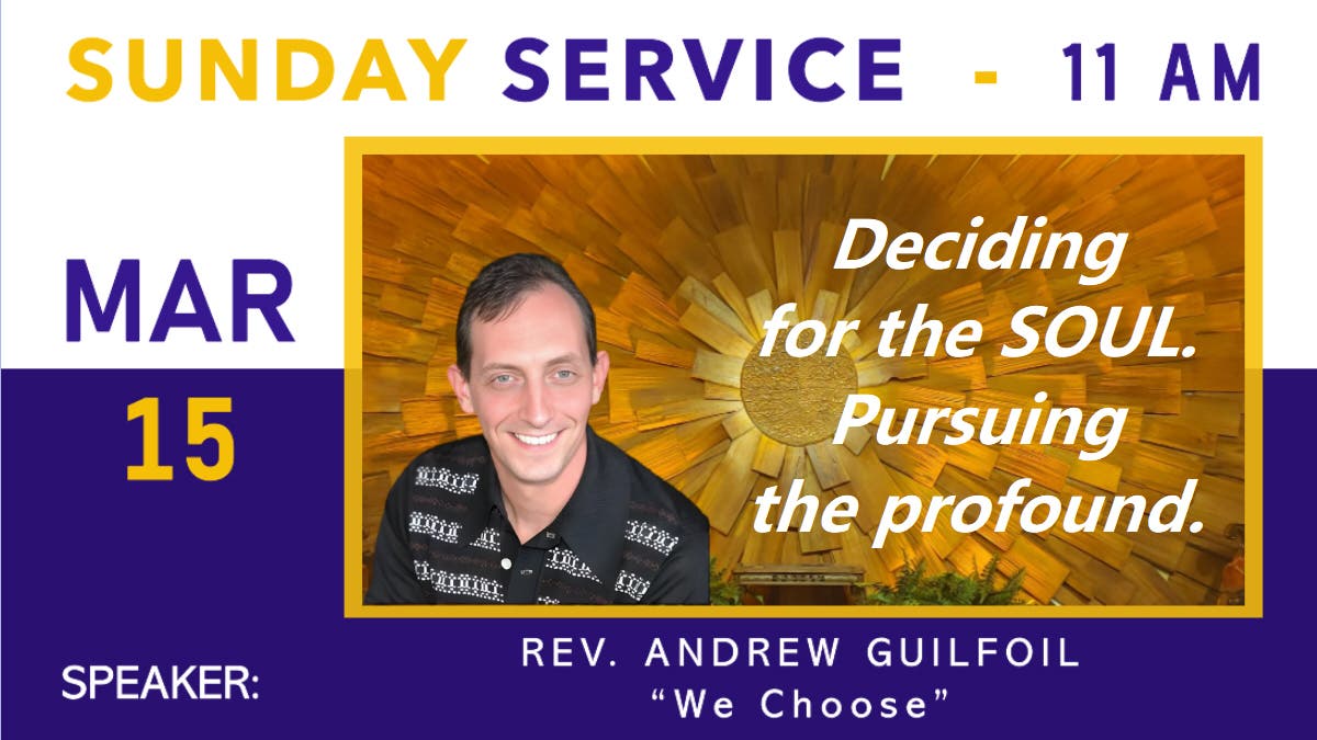 "We Choose" ~ One Purpose. Many Paths. Choosing Profound. Interfaith Service