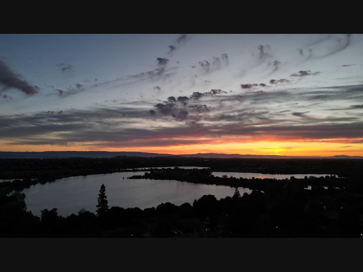 A drone shot of Quarry Lakes in Fremont. 