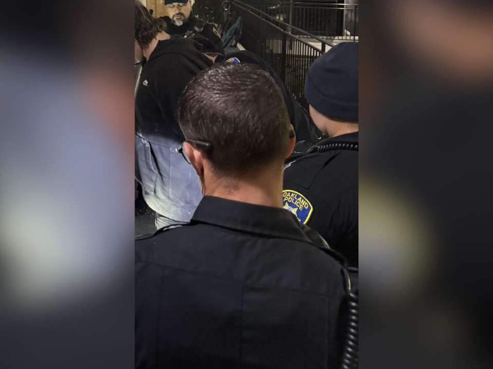 Police arrest a bank robbery suspect on Wednesday, April 22. 