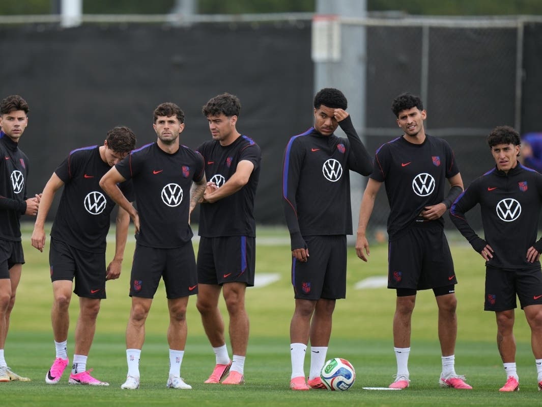 United States players attend a training session ahead of their FIFA World Cup match against Bosnia in Irvine, Calif., Monday, June 29, 2026.