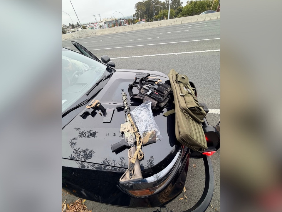 Guns were seized during a traffic stop on Independence Day.