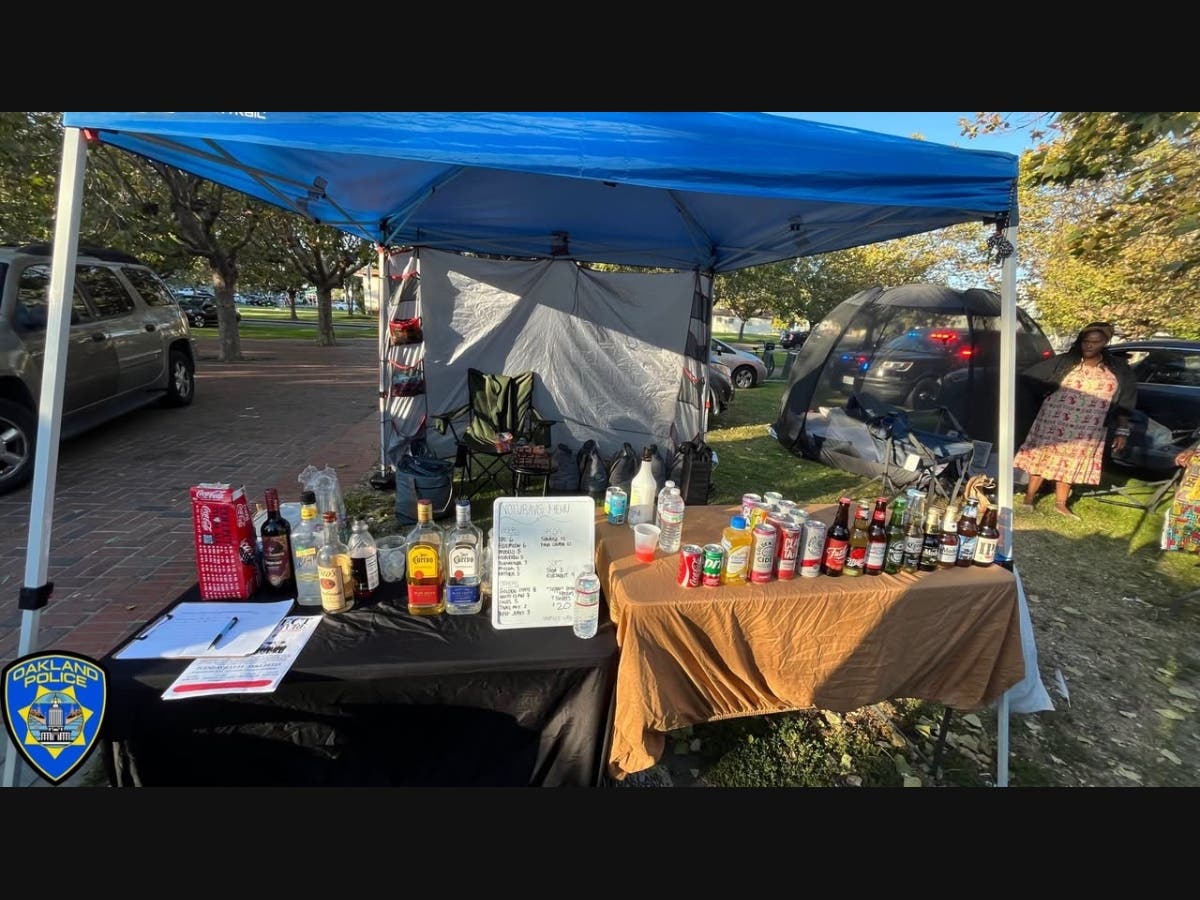 A stand at Lake Merritt in Oakland, where police say someone was illegally selling alcohol. 