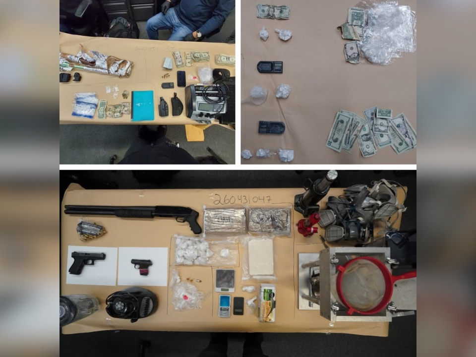 Items seized during raids at multiple Oakland "drug houses," according to police.