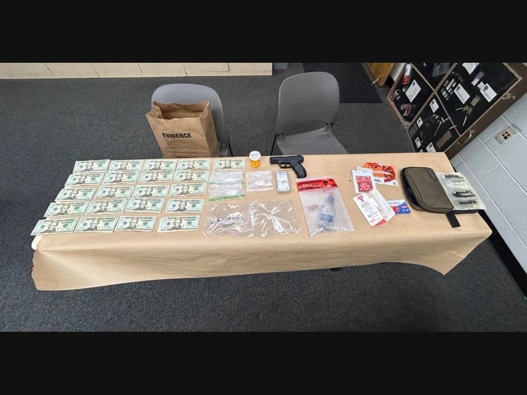 Items seized during a traffic stop in Alameda.