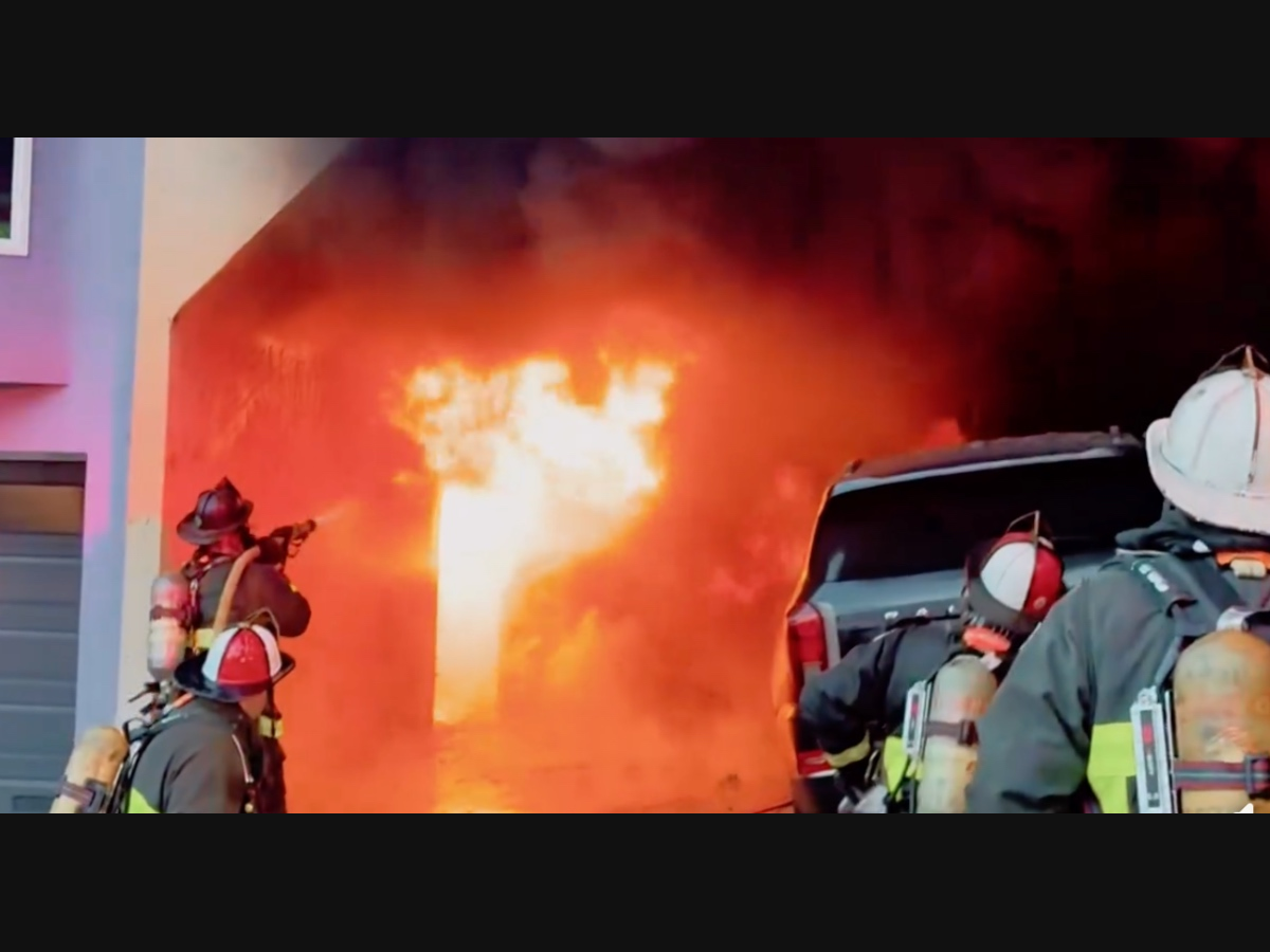 Crews work to put out a fire in San Francisco on Wednesday, Sept. 3, 2026.