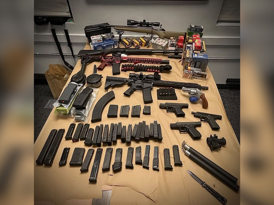 Weapons seized following a traffic stop in Piedmont, according to police. 