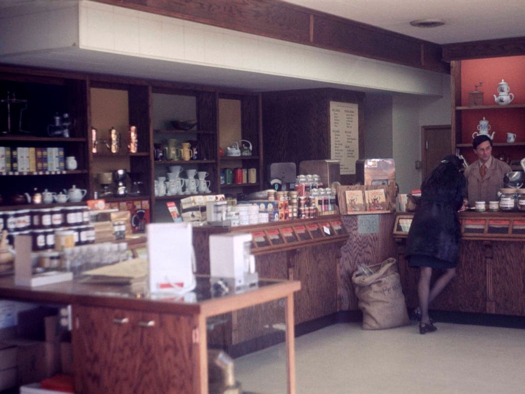 A photo of Alfred Peet, founder of Peet's Coffee, at this store.