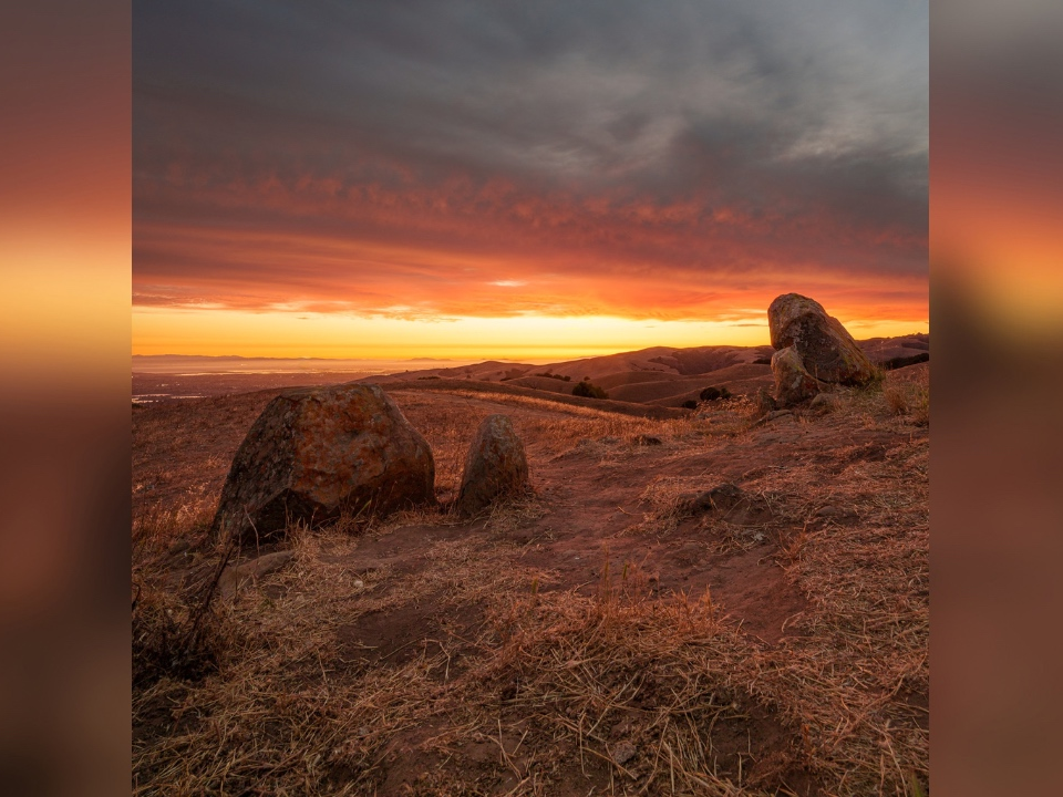 A fiery sunset at Vargas Plateau Regional Park.