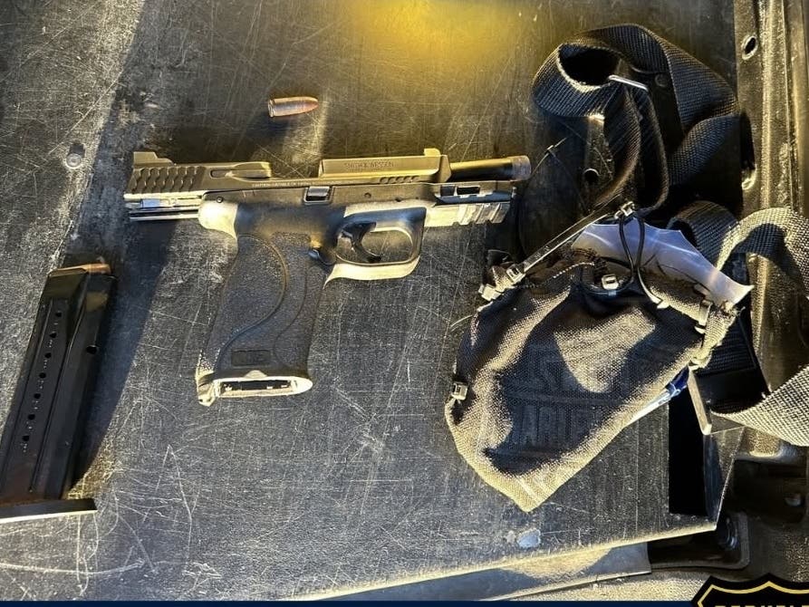 The gun police say they seized from the suspect.