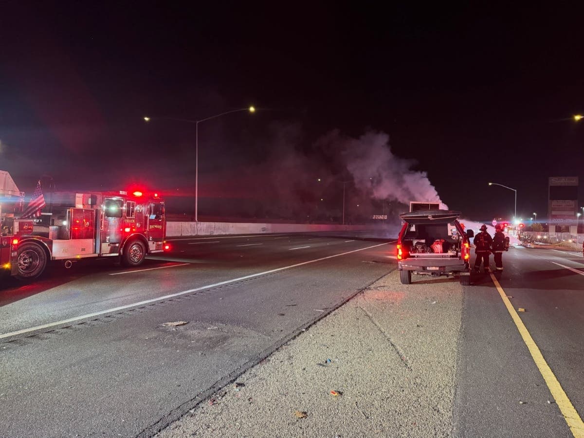 Crews put out a fire on a Tesla semi truck on Tuesday afternoon.