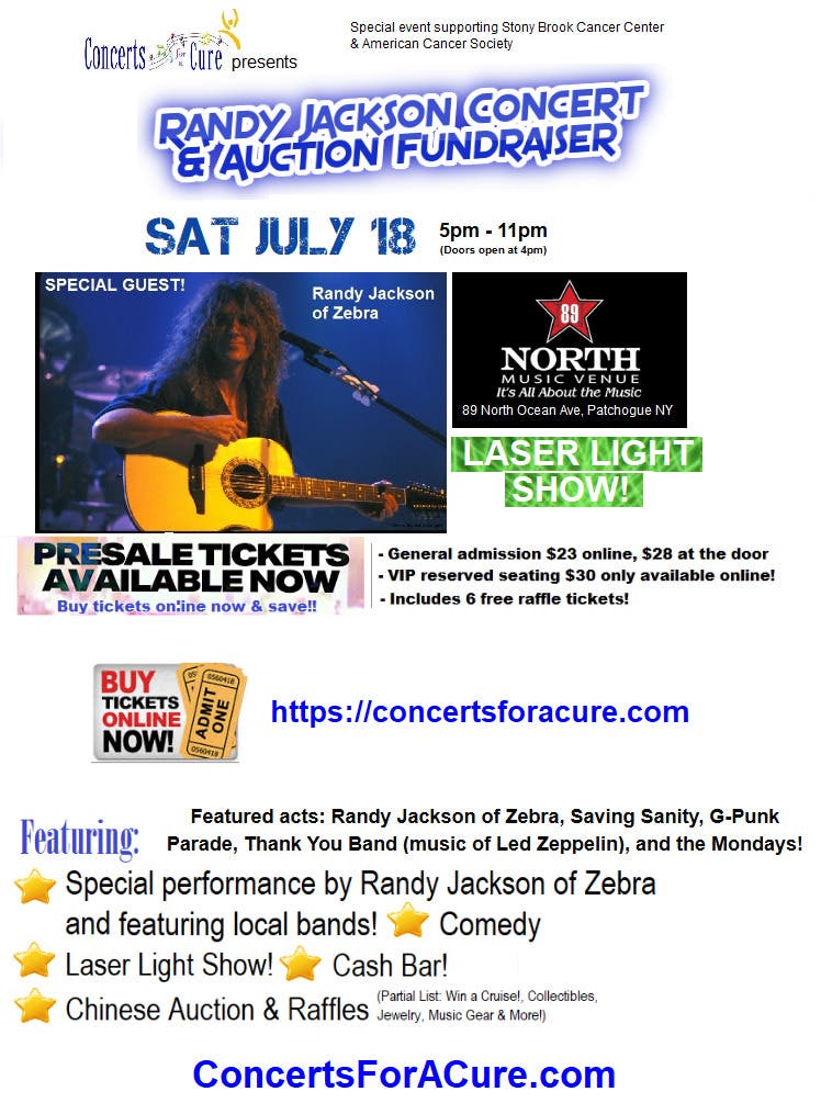 RANDY JACKSON CONCERT & LASER LIGHT SHOW! Local Bands, Comedy, Chinese Auctions, more!