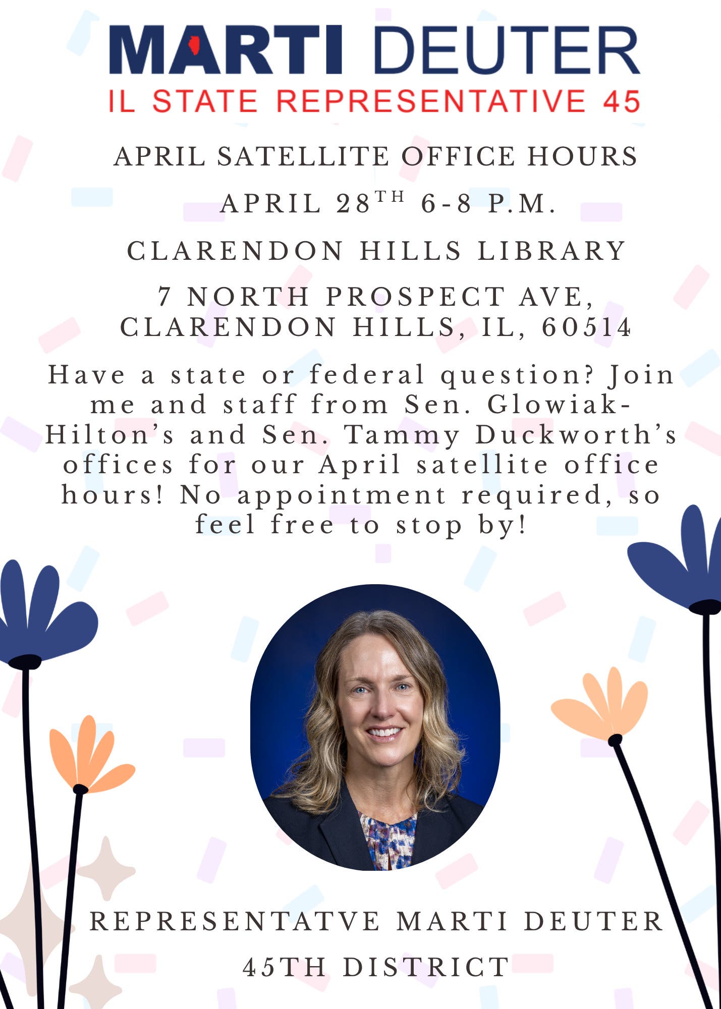 April Satellite Office Hours with State Representative Marti Deuter
