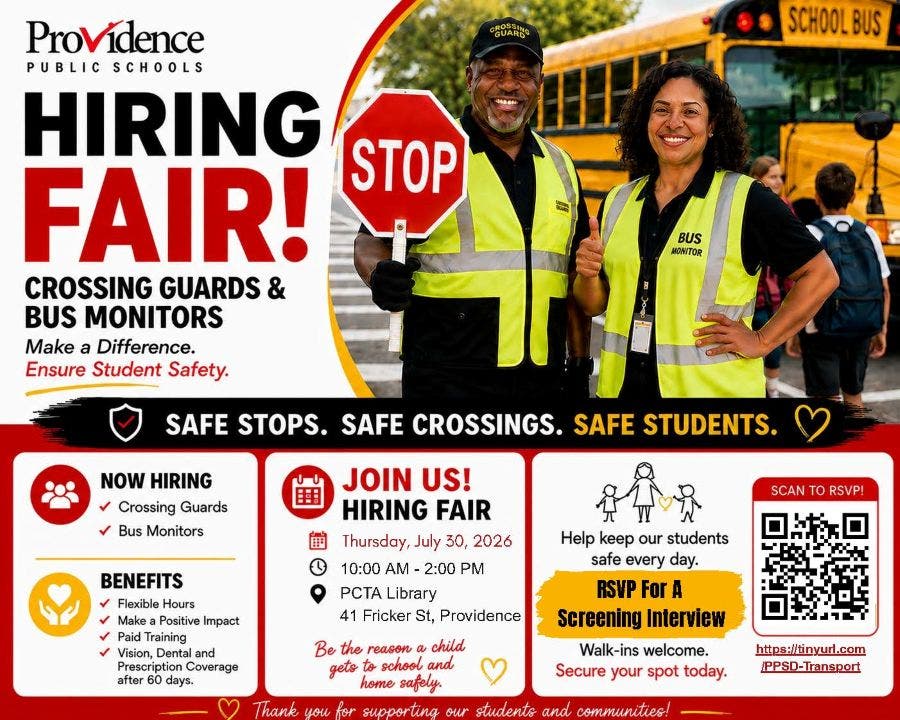 Providence School Dept. Hiring Fair - Bus Monitors and Crossing Guards