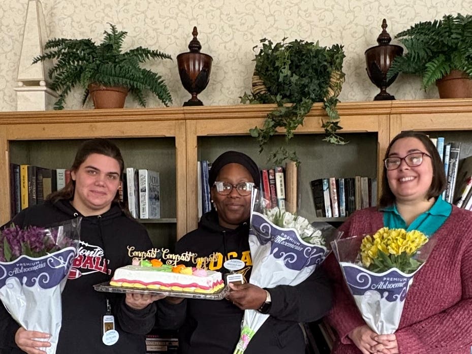 Pictured left to right: Autumn Clark, Shaniquah Robinson, Kathryn Lucas, graduates of the 120-hour Nurse Aide Program at Central PA Institute of Science and Technology (CPI), sponsored by Juniper Village at Brookline and joining the team as CNAs.