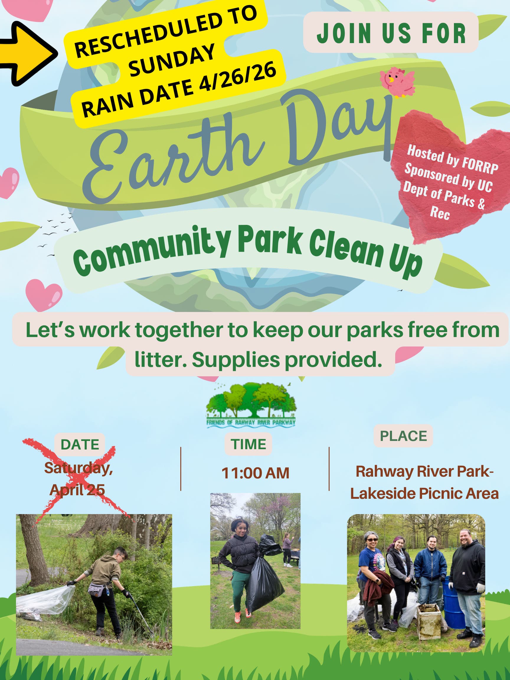 Earth Day 2026 Park Clean-Up- New Date- Sunday, April 26th!
