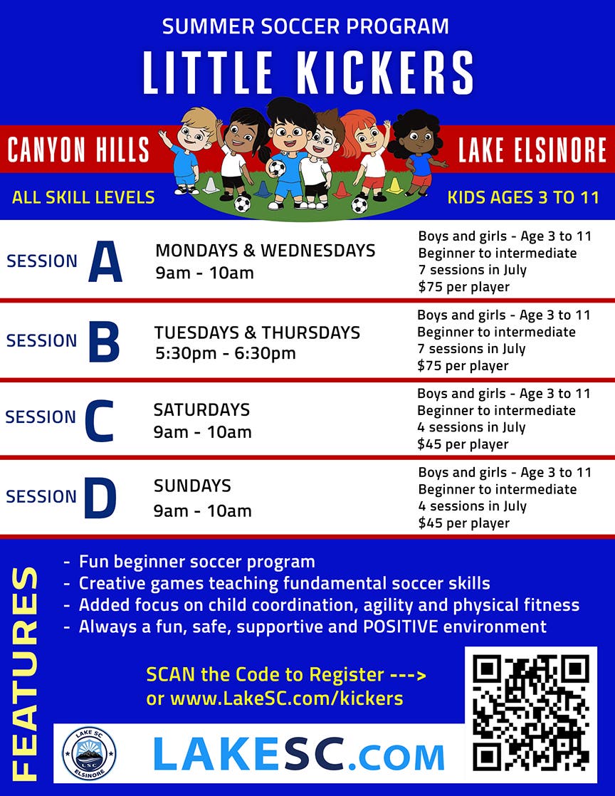 July Summer Soccer Program - Kids Age 3 to 11