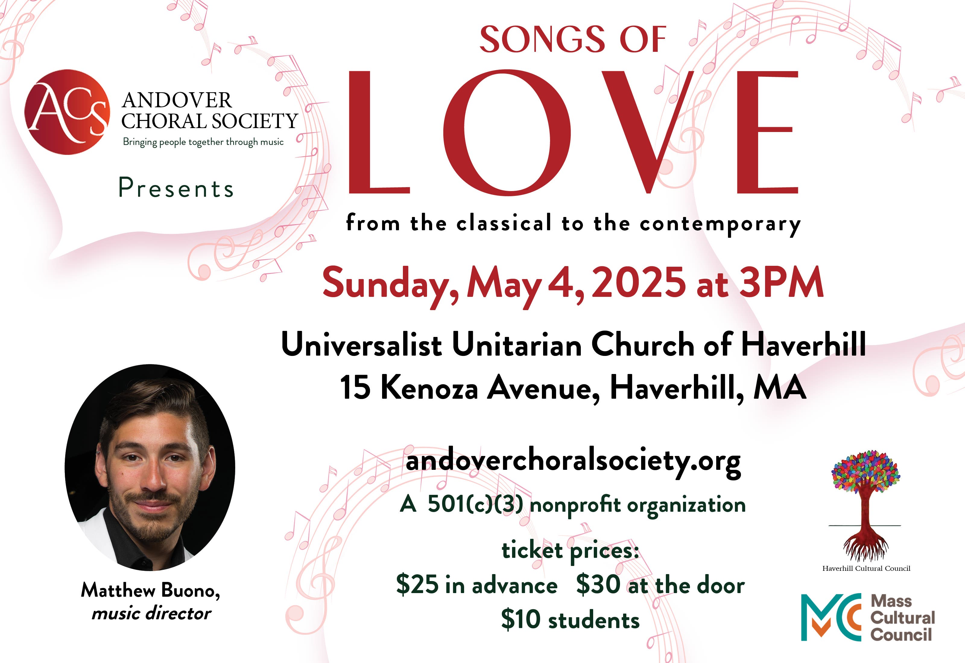 Andover Choral Society Celebrates Love in All Its Forms with “Songs of Love” Concert on May 4 Spring