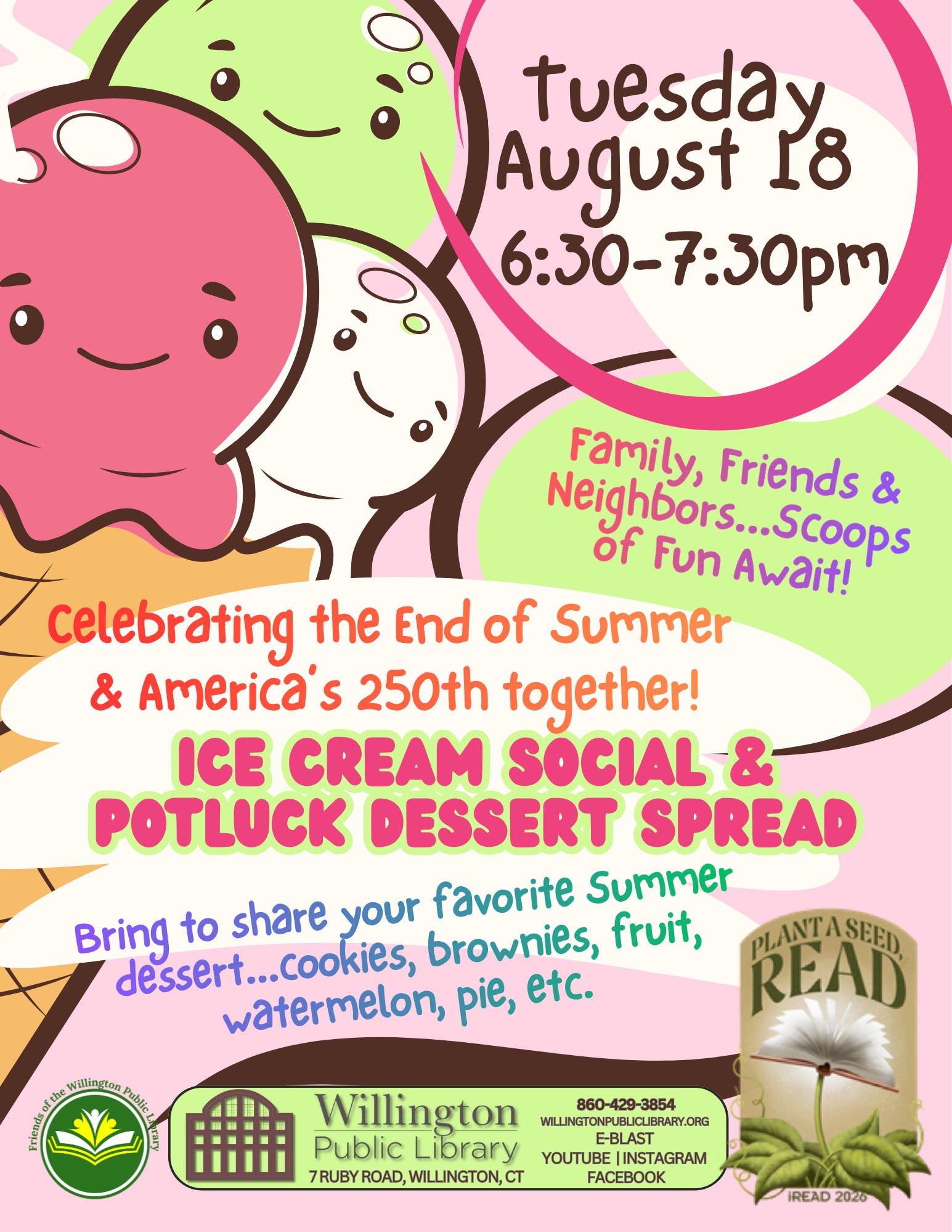 Ice Cream Social & Potluck Dessert Spread