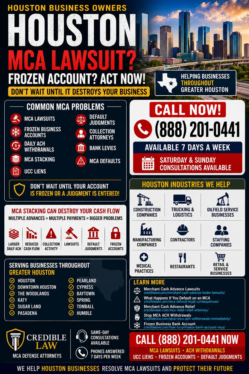 Houston Business Bank Account Frozen by an Merchant Cash Advance Company?