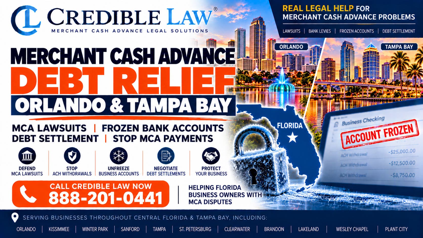Merchant Cash Advance Debt Relief Orlando & Tampa Bay — MCA Lawsuit Help - Attorney Near Me