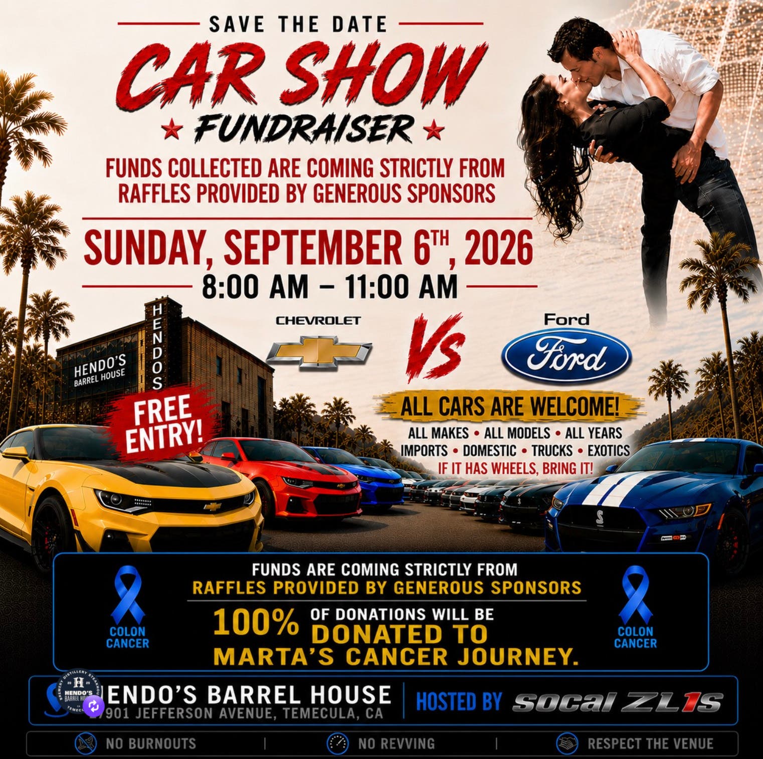 Hendo's Barrel House Hosts Cars for a Cause Fundraiser on September 6