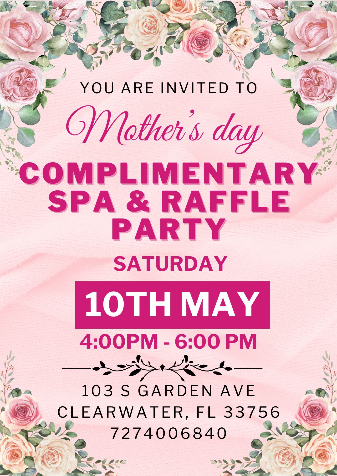 Spa Raffle Referral May 10 | Complimentary Mother's Day Spa and Raffle Party | Clearwater ...