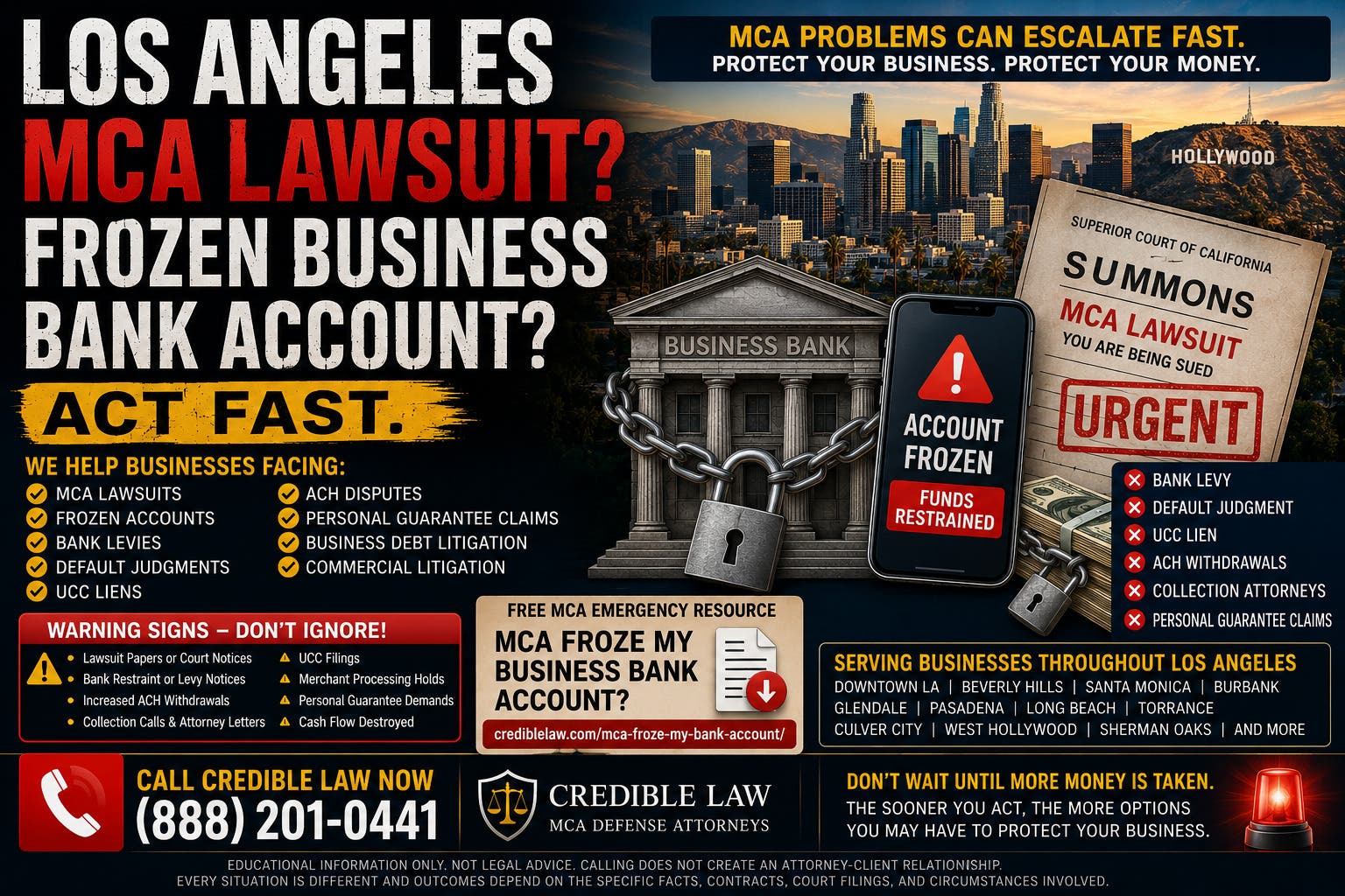 Los Angeles MCA Lawsuit? Frozen Business Bank Account? Act Fast