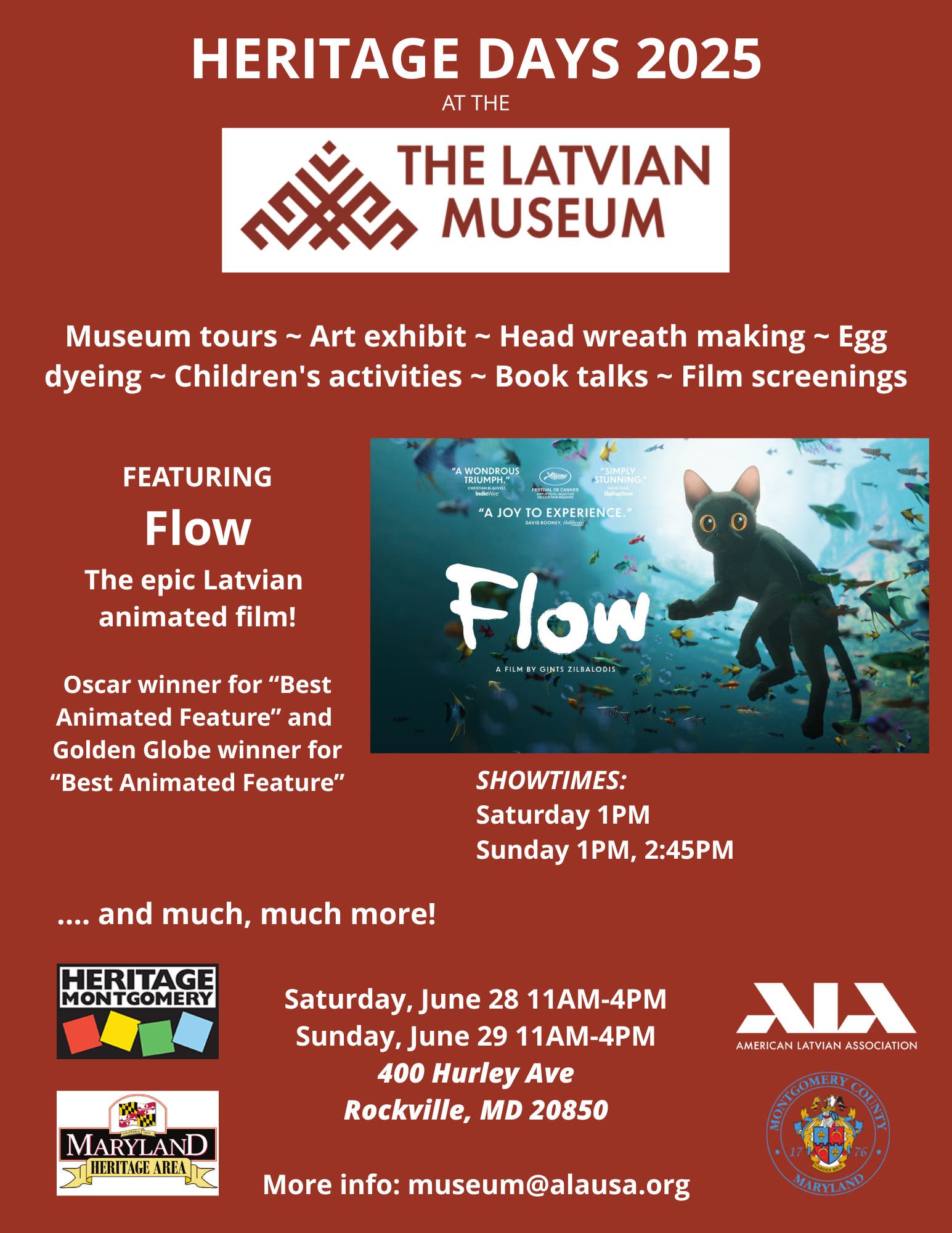 Oscar-winning film "FLOW" at The Latvian Museum for Heritage Days 2025
