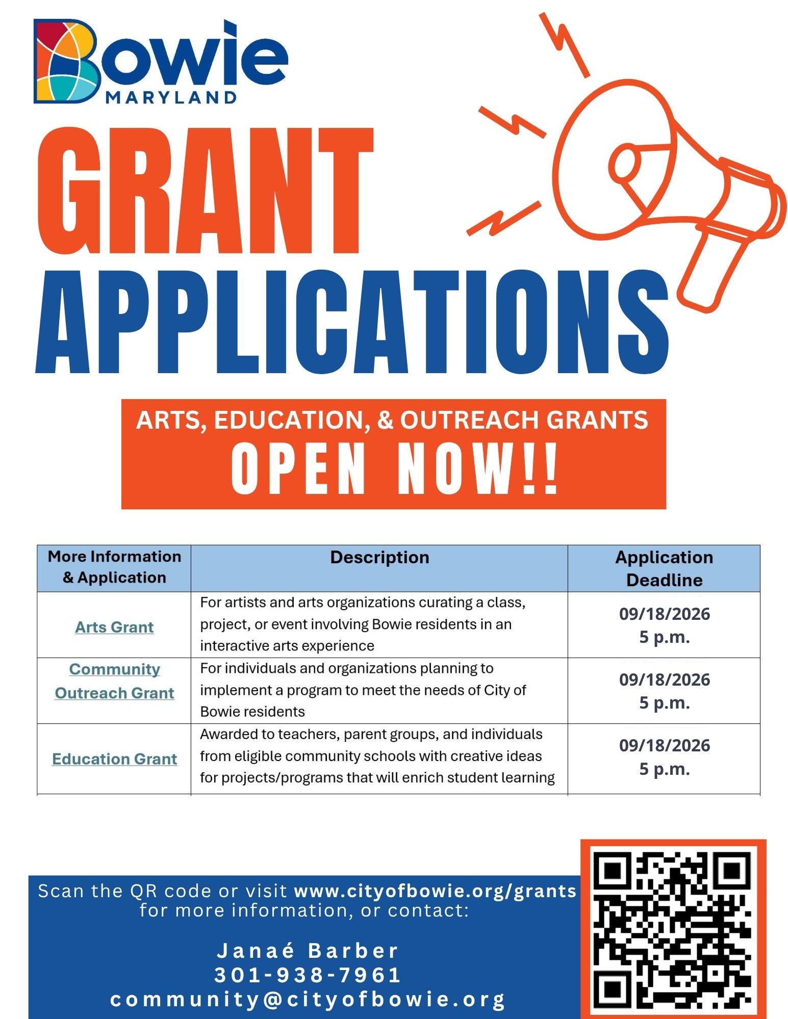 Grants Clinic for Arts, Education, and Community Outreach - City of Bowie