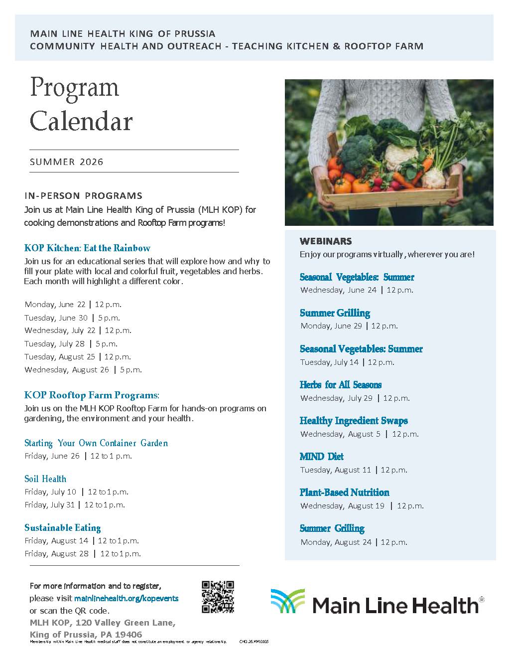 Seasonal Vegetables: Summer - Teaching Kitchen Program (Virtual)