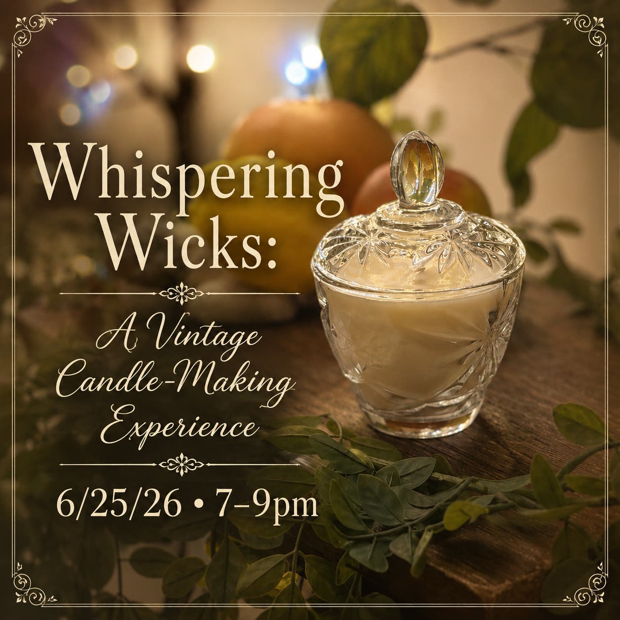 Whispering Wicks: A Vintage Candle-Making Experience 6/25/26 7-9pm