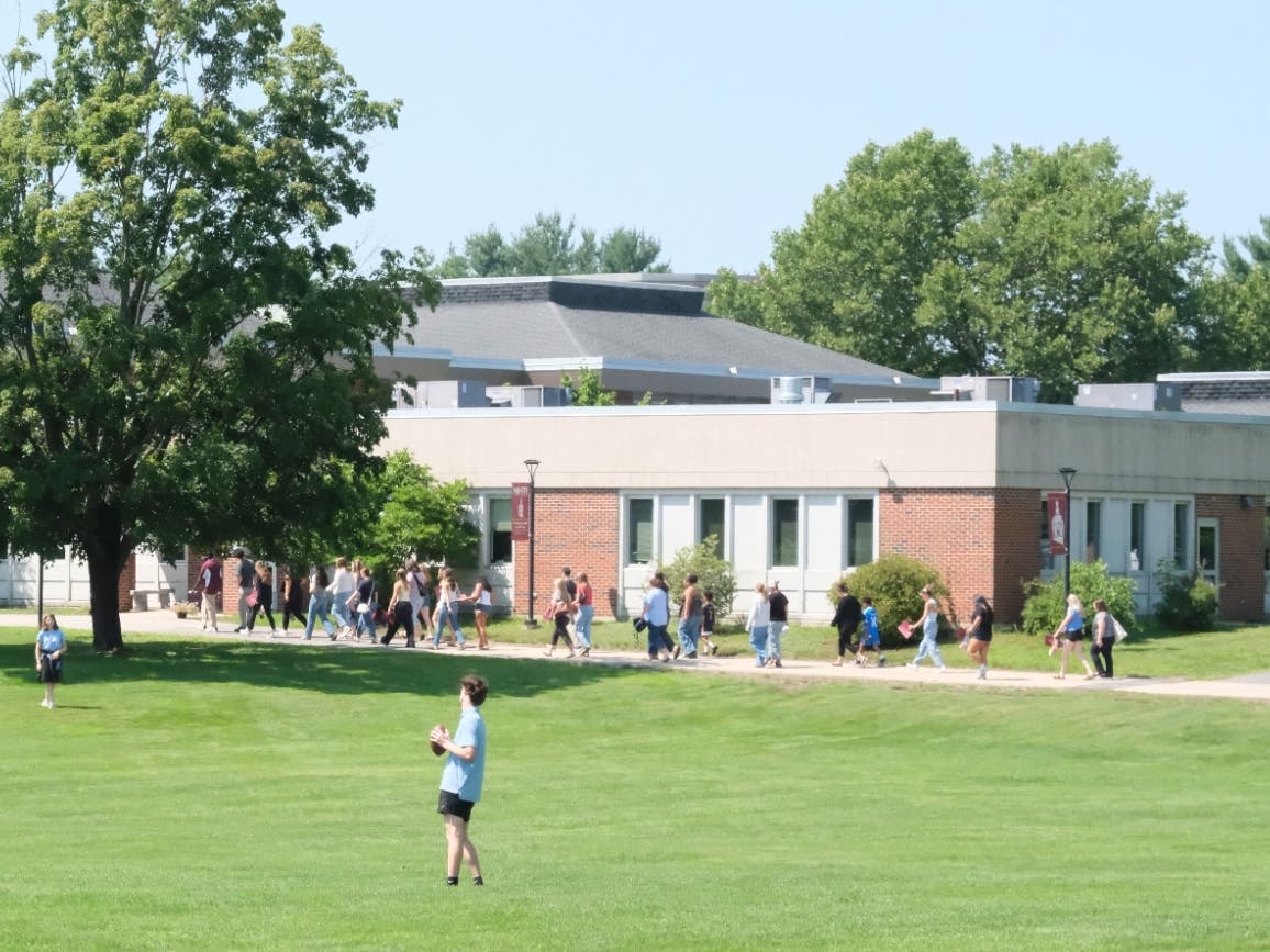 Incoming students tour NHTI’s campus during a July Orientation event.
