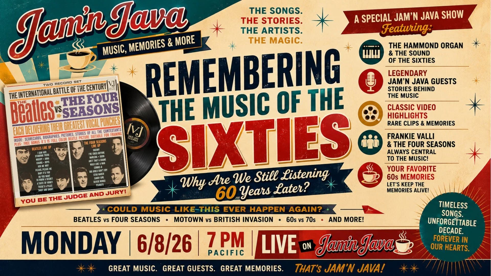 Take A Musical Joyride Back to the 1960s on This Week's Jam' n Java Online