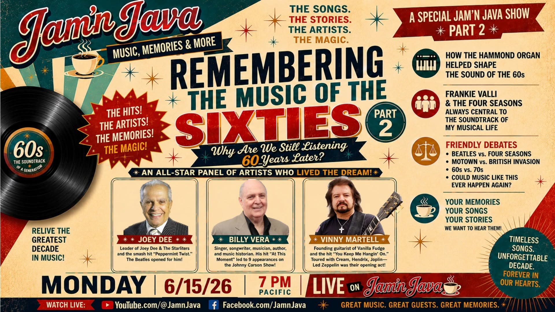 Jam' n Java Online Transports Listeners Back to the 60s On Tonight's Star-Studded Show!