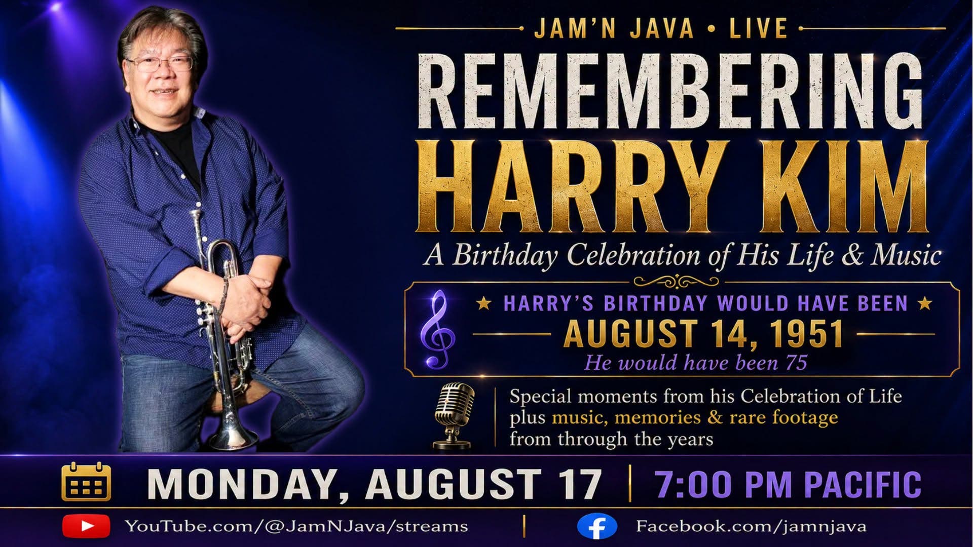 Jam’ n Java Online Celebrates the Musical Life and Legacy of the Late Harry Kim On 8-17-26