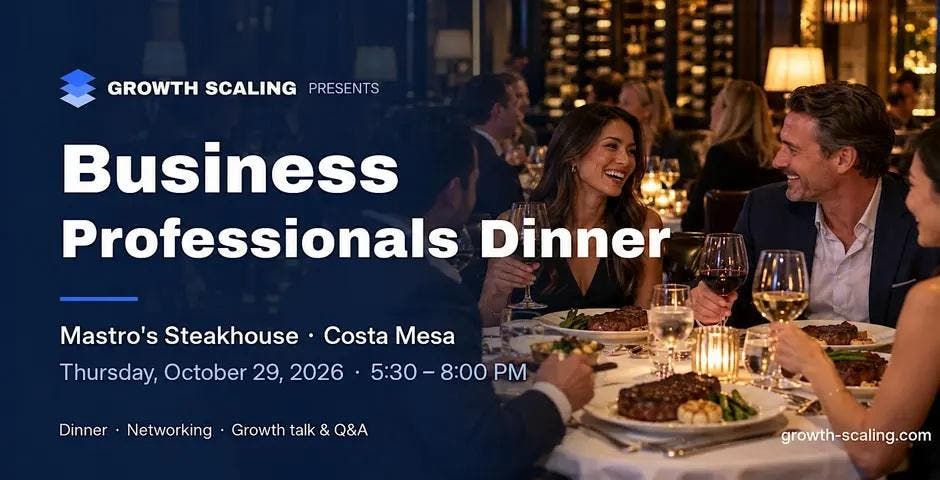 Business Professionals Dinner Mastro's Steakhouse Costa Mesa | Oct 29, 2026