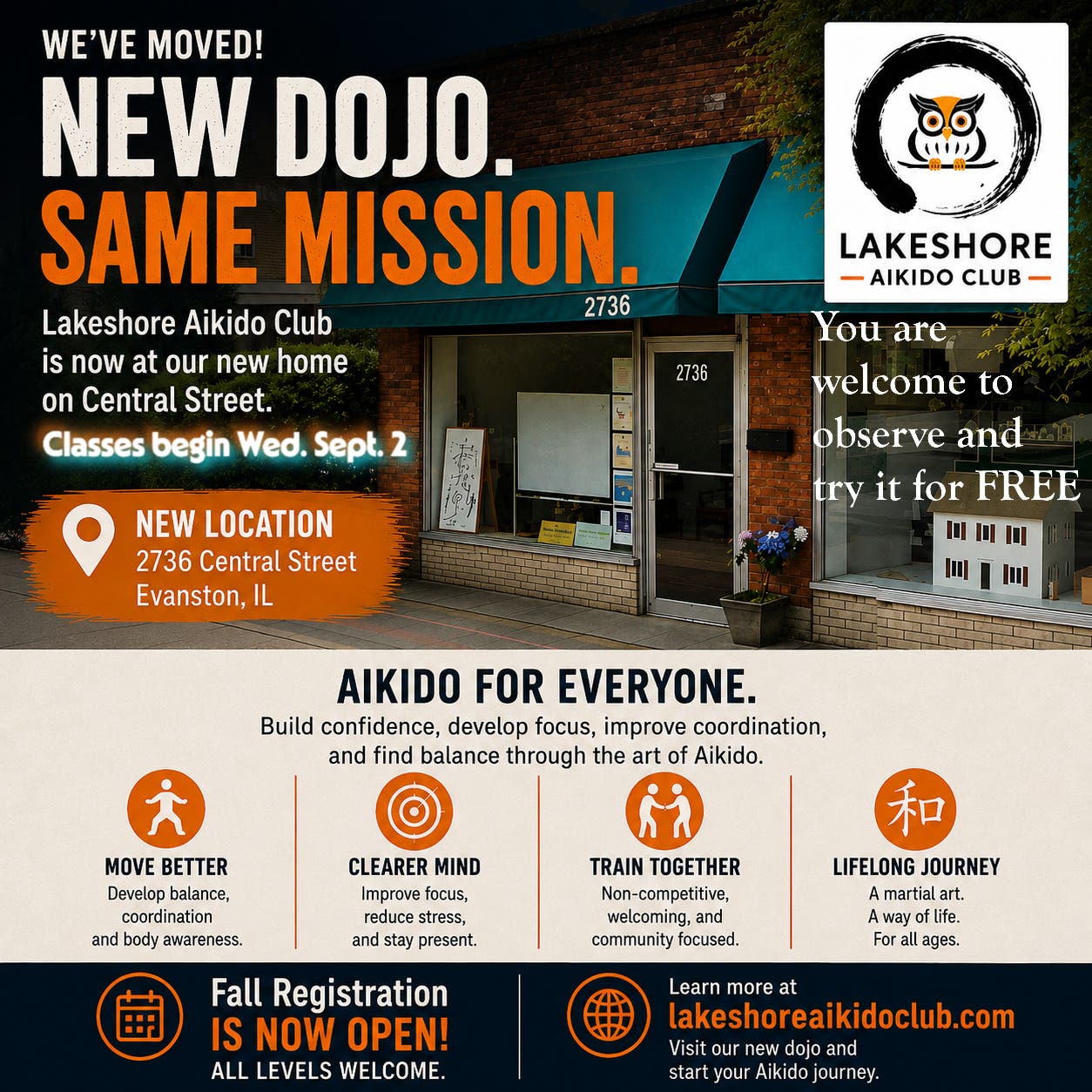 New Location & New Season LAKESHORE AIKIDO CLUB