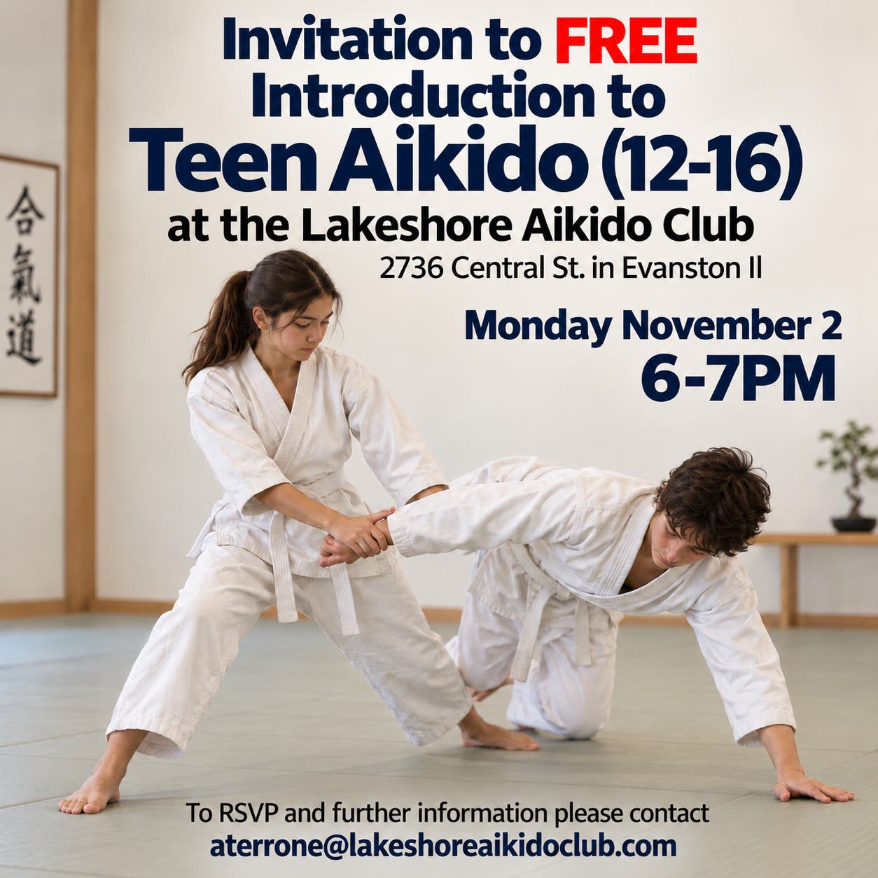 Invitation to FREE Introduction to TEEN AIKIDO