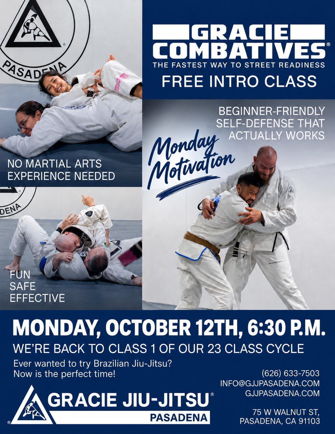 Monday Motivation: FREE Beginner Gracie Combatives Class đ„ Pasadena