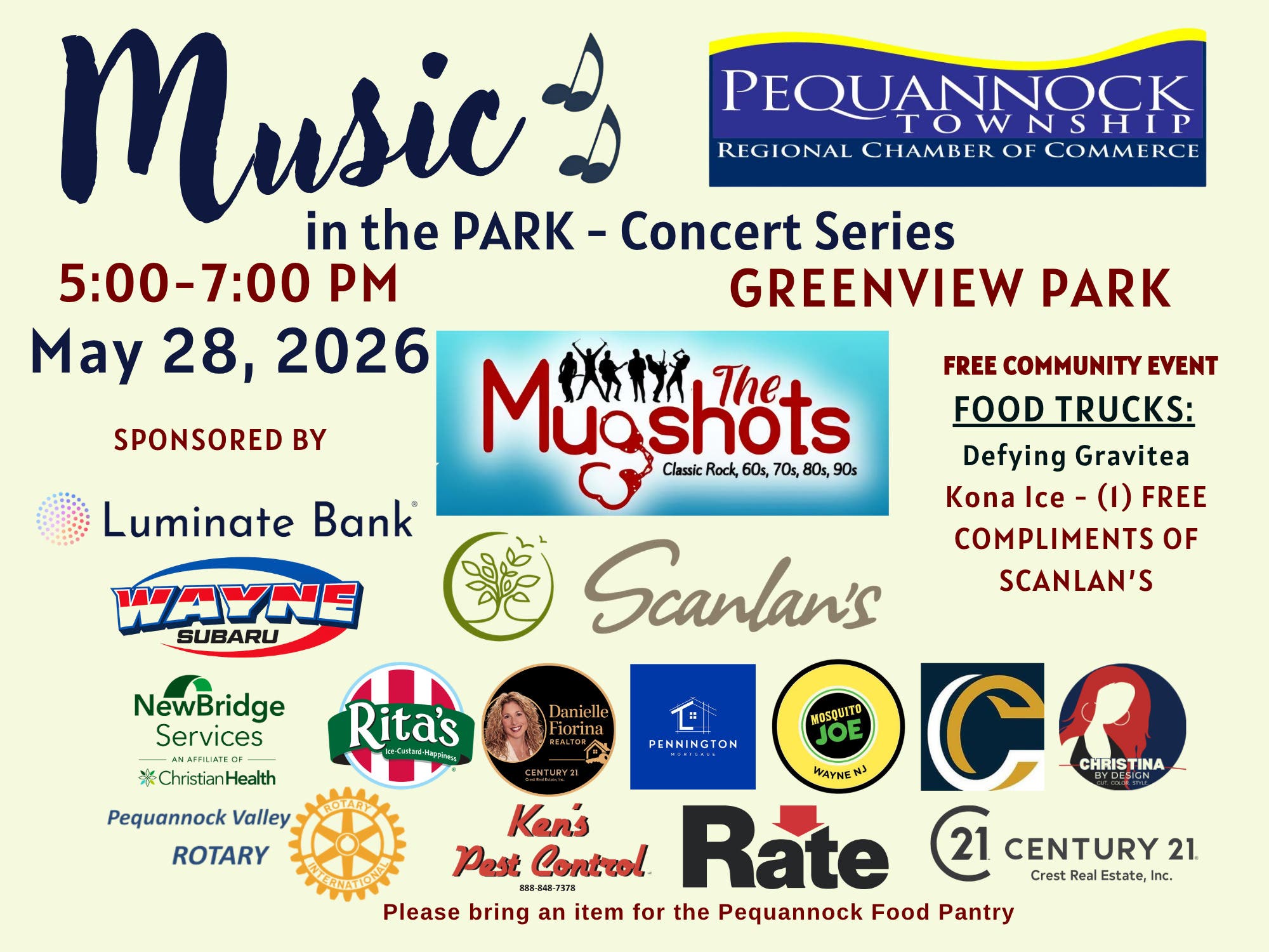 Pequannock Chamber of Commerce Music in the Park - Concert Series "The Mugshots"