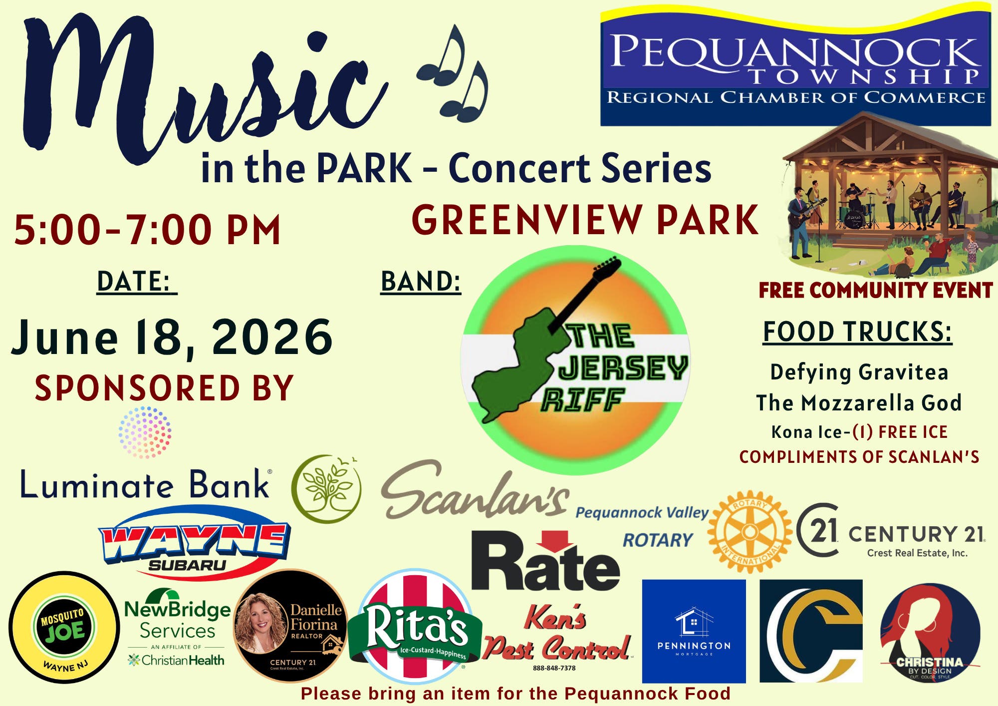 Pequannock Chamber of Commerce Music in the Park- Concert Series "The Jersey Riff"