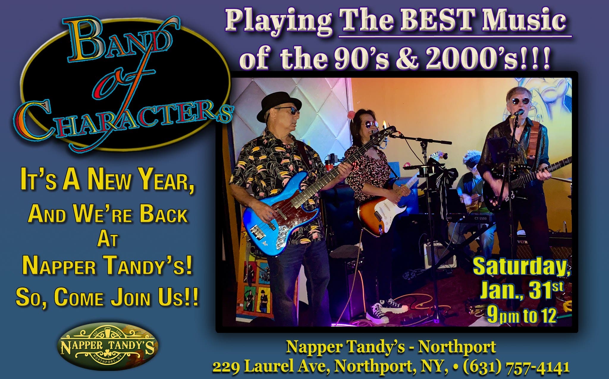 Napper The Rapper Jan 31 | Band of Characters LIVE at Napper Tandy's in Northport ...