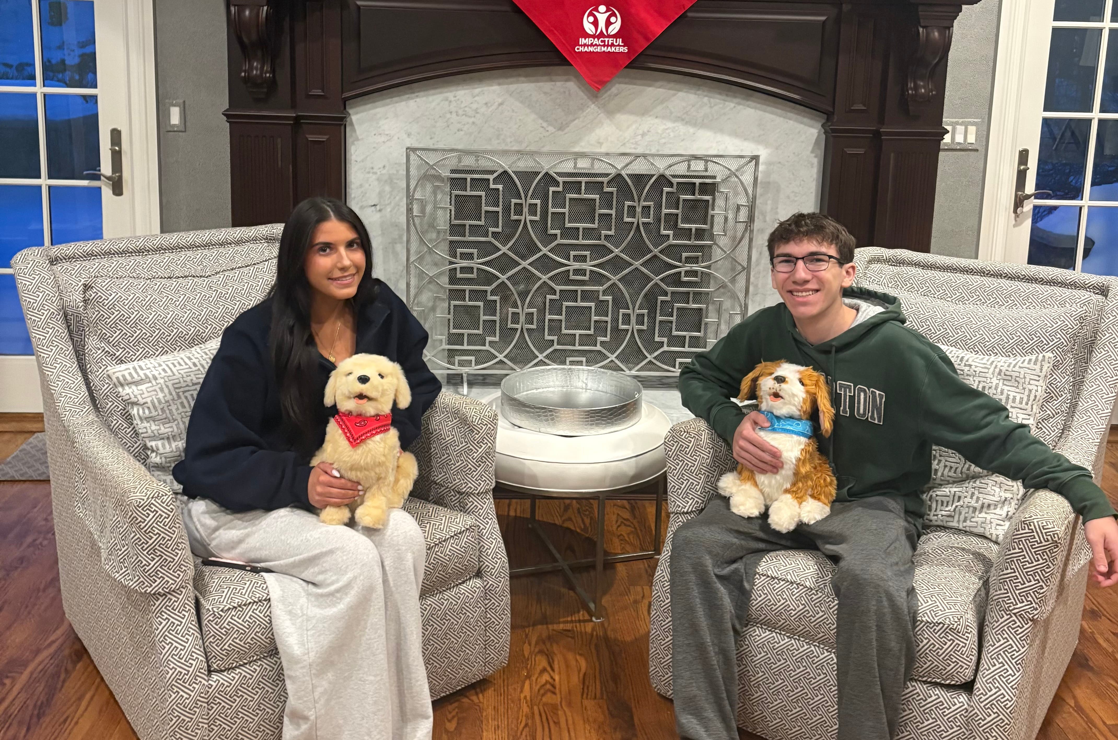 Alexa and Christian Barravechio each holding a Joy For All Companion Pet. (Dr. Anthony Christian Barravechio and Alexa Barravechio)