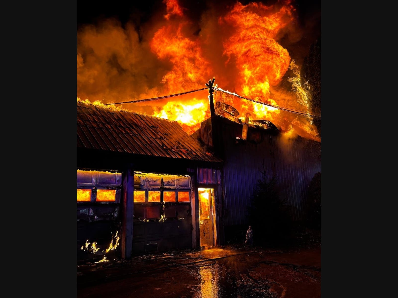 Fire crews responded to the call within four minutes, but the blaze had already engulfed the barn by then. 