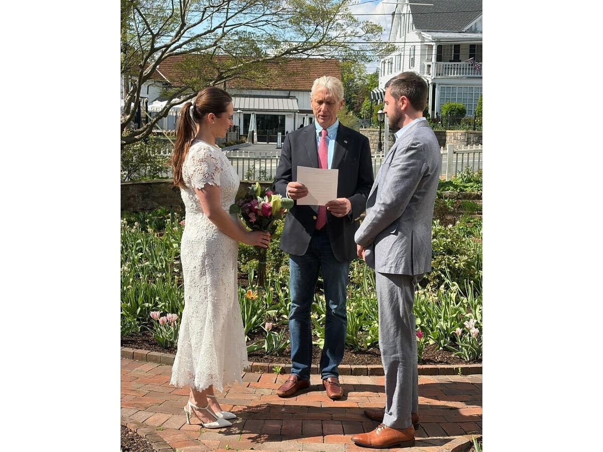 Mayor Jim Kelly officiated the wedding for the newlywed Mr. and Mrs. Murphy recently at the Phoenix House Historic Garden, located at 2 West Main Street, Mendham.